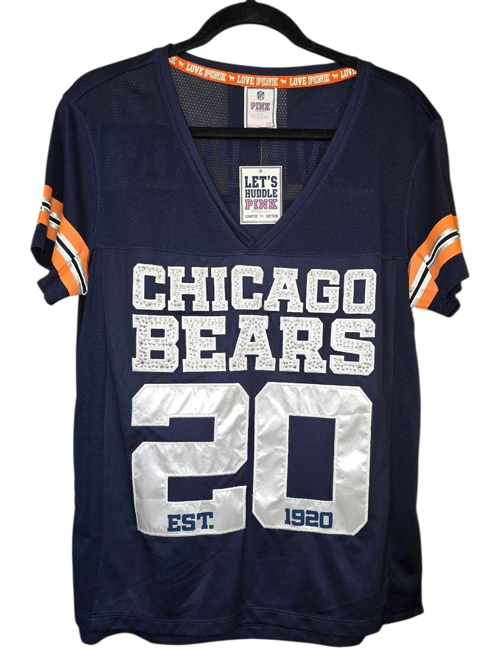 PINK Victoria’s Secret Chicago Bears Jersey Tee Bling NFL Limited Edition NWT